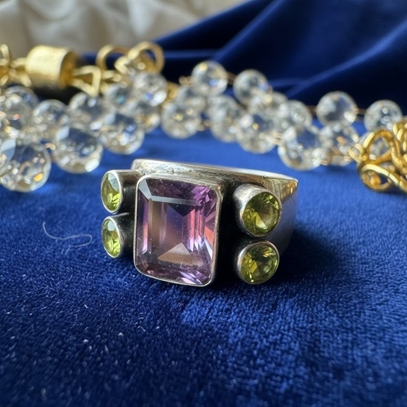 Nicky Butler Jewelry - Geometric Nicky ButlerSterling Silver Purple and Green Gemstone Statement Ring